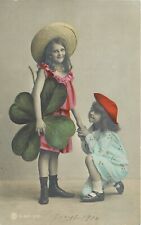 Postcard 1906 Girls four leaf Clover Hand tint color interior TP24-1872 picture