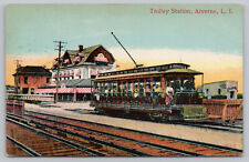 Queens NY New York - Arverne Trolley Station - Far Rockaway - Postcard  1910 picture