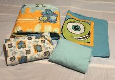 Vtg. Disney Monsters Inc Mike Sully Toddler Bed Sheet Set Comforter Quilt READ picture