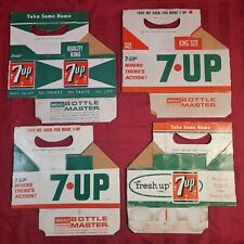 Vintage 7up Cardboard Bottle Carton Carrier Caddy - lot of 4 picture
