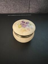 Vintage Genuine Alabaster Trinket Box Made In Italy Flowers 2