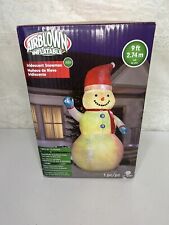 GEMMY AIRBLOWN INFLATABLE IRIDESCENT SNOWMAN LED 9 FT 2.74 M TALL NOB picture