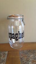 Vtg/Retro Big Text Spaghetti Glass Jar Canister, Triomphe France Seal & Bail picture