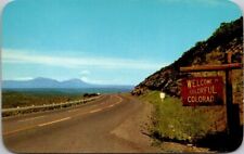 Postcard Welcome to Colorful Colorado Roadside Sign Mountain View Vtg picture