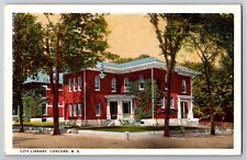 Concord NH City Library Bicycle New Hampshire Vintage Postcard c1910 picture