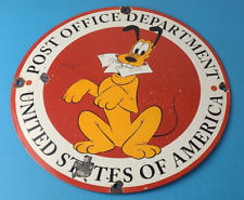 Vintage Post Office Department Sign -  US MAIL Carrier Gas Pump Porcelain Sign picture