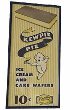ANTIQUE ADVERTISING KEWPIE PIE ICE CREAM CAKE WAFERS HENDLERS PAPER SIGN VELVET picture