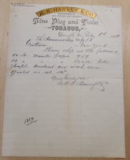1889 Antique Document, H.B. Harvey Tobacco Co. Danville VA, Signed    *7 picture