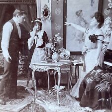 Antique 1902 Man And Woman Caught Having Affair Stereoview Photo Card P1981 picture