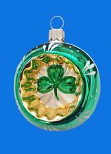 6cm LUCKY IRISH SHAMROCK CLOVER REFLEX BALL GERMAN GLASS CHRISTMAS ORNAMENT GIFT picture