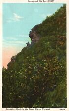 Postcard VT Green Mts Smugglers Notch Hunter & His Dog Linen Vintage PC f1404 picture