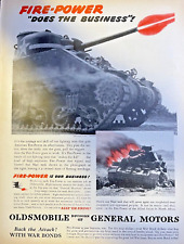 Magazine Advertisement 1943 Oldsmobile Fire-Power Tanks WW II Patriotic Ad picture