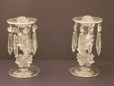 Exquisite Vintage Crystal Candlestick w Silver Embossing & Prisms Very Rare picture