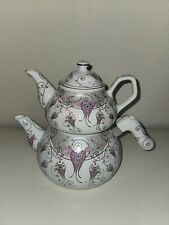 Asvar Eftalya Turkish Teapot Enamel And Porcelain Floral picture