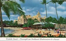 Waikiki Beach, Hawaii Overnight via Northwest Airlines vintage unposted picture