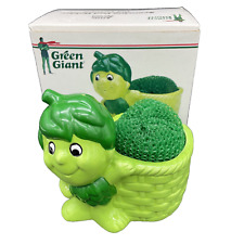 Vintage Little Green Giant Sprout Ceramic Kitchen Scouring Pad Holder 1988 picture
