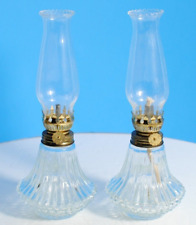Vintage Pair of Hurricane Clear Glass Lamps With Chimney picture