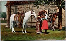 Cowboy & Cowgirl Kissing Colorful Attire 1911 Antique Private Postcard B27 picture