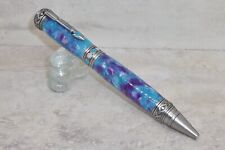 Handcrafted Southwest Pen Blue/Purple Crushed Acrylic, Antique Pewter Finish picture