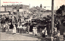 Antique  Postcard RPPC Herrington, Kansas 1908 Old Cars Main Street picture