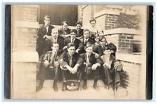 c1907 Baseball Ball Glove Players High School Brooklyn NY RPPC Photo Postcard picture