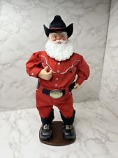 *Santa Clause Cowboy Holly Jolly Rock 16.5 Inch Singing Dancing Gemmy Style picture