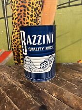 VINTAGE BAZZINI NUTS TIN CAN SIGN ELEPHANT CARNIVAL CIRCUS SIDESHOW NEW YORK picture