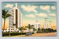 Miami Beach FL-Florida, Collins Avenue Hotels, Advertising Vintage Postcard picture