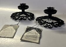 Unique pair Mid Century Wrought Iron Candle Holders MEDITERRANEAN METAL ART NWT picture