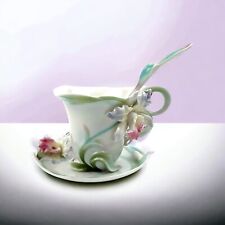 Franz Porcelain Collection BLOSSOM IRIS Tea Cup Saucer Spoon 3pc Set picture
