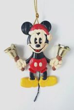 Vintage Disney Hallmark Mickey Mouse With Bells Ornament 2001 Pull String 3 Inch picture