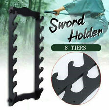 8-Tier Wooden Sword Holder Stand Wall Mount Katana Bracket Hanger Display Rack picture
