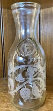 Vtg NORMAN KOSARIN Bird Etched Glass Wine Water Carafe Decanter Paul Masson 1988 picture