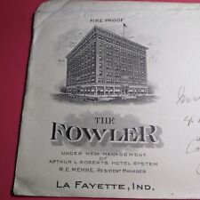 Lafayette Indiana's Fowler Hotel On Cover from 1927. Columbus Ohio Address.  picture