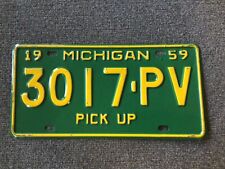 Very nice Michigan 1959 license Plate PICKUP Original paint RARE picture