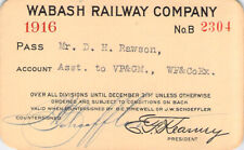 WABASH WELLS FARGO EXPRESS AGT 1916 RAILROAD RR RY RAILWAY PASS picture
