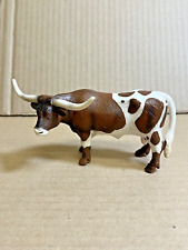 Schleich Cow Texas Longhorn Bull 2002 Retired Farm Animal Figure Toy Brown White picture