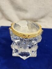 Celestial Etched Glass/Crystal Hinge Lid Trinket Box - Gold Tone Hardware picture