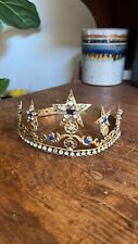 Antique Queen OES Masonic Odd Fellows Rhinestone Tiara Crown picture