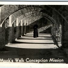 c1940s San Antonio TX RPPC Monk Walk Concepcion Mission Real Photo Postcard A100 picture