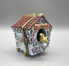 Authentic French Porcelain Hand Painted Limoges Floral Birdhouse Removable Nest picture