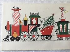 VTG Hallmark Christmas Greeting Card Candy train Hello picture