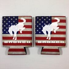 2 Ford Bronco Fan Beer Can Cooler Coozie Koozie USA Flag Gift QTY 2 picture