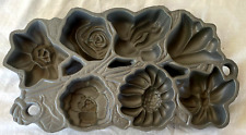 VTG John Wright Cast Iron Flower Mold Muffin Bread Baking Pan 1991 #1 USA picture