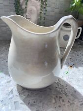 Vintage Antique Iron Stone China White Pitcher Patina Character picture