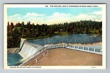 Denver CO-Colorado, The Dam And Lake, Scenic View, Vintage Postcard picture