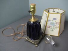 Table Lamp w/ Shade - Cobalt Blue Glass & Antique Brass - Mark.. GIM 996 - h3 pp picture