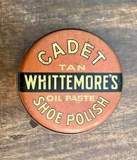 1940s Vintage Whittemore's Cadet Tan Oil Paste Shoe Polish Tin ~ BOSTON picture