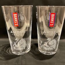 Set of 2 New Original Banks’s Exceptional Amber Bitter 1 pt Glasses man cave bar picture