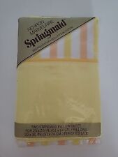 Vtg Springmaid NO-Iron Percale 2 Standard Pillowcases Yellow 20x26” NEW Stripe  picture